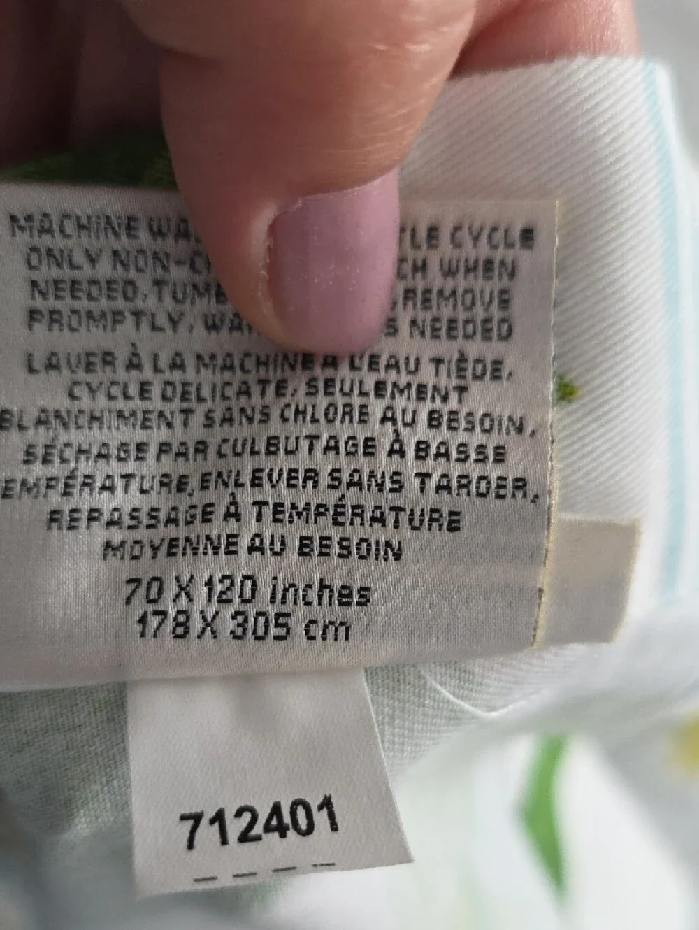 Williams-Sonoma Cotton Tablecloth with Green and Blue Floral Details